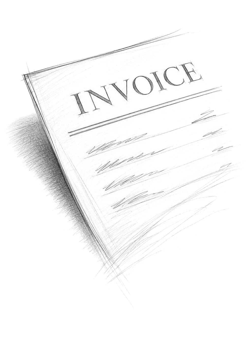 Pencil sketch of an invoice document
